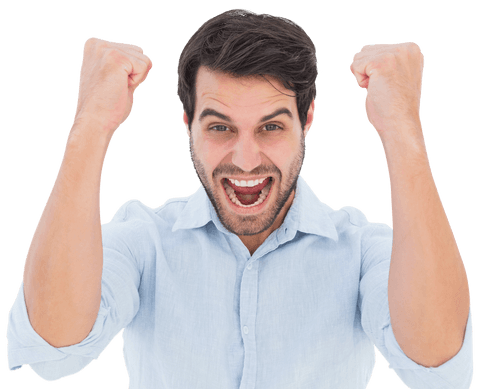 Excited Man Cheering Transparent Background Celebratory Pose - Download Free Stock Videos Pikwizard.com