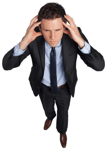 Transparent Anxious Businessman Hands on Head Isolated