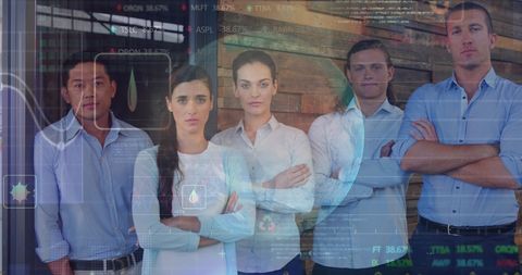 Diverse Business Team with Digital Interface Background