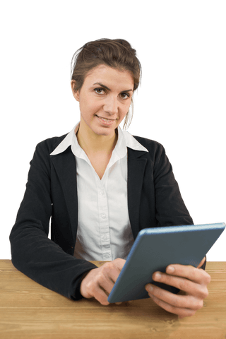 businesswoman holding tablet with transparent background - Download Free Stock Videos Pikwizard.com