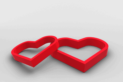 Two Red Hearts Linked on Transparent Background