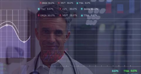 Doctor Analyzing Medical Data with Digital Graphs Overlay - Download Free Stock Images Pikwizard.com