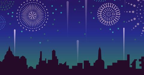 Festive Fireworks Lighting up Urban Skyline at Night - Download Free Stock Images Pikwizard.com