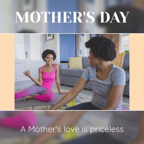 mother and daughter celebrating mother's day with yoga at home - Download Free Stock Templates Pikwizard.com