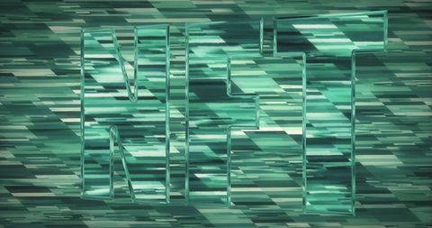 Green nft text on striped digital background