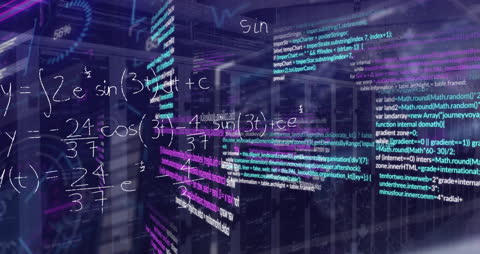 Data Processing Animation Overlaying Server Room