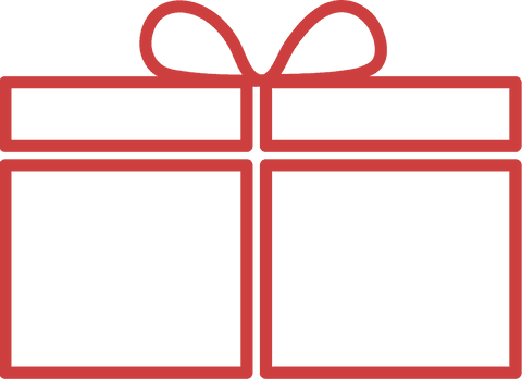 Red Gift Box Outline on Transparent Background