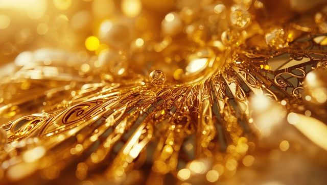 Intricate golden filigree ornament glow craftsmanship opulence