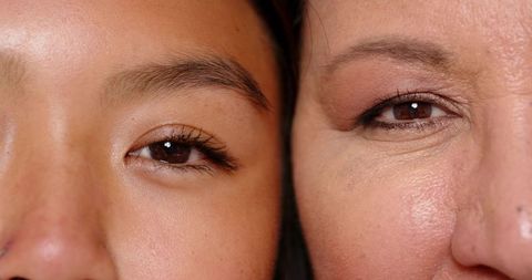 Diverse Mother and Daughter Celebrating Unique Beauty Close-Up