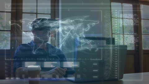 Businessman Analyzing Global Data on Digital Interface