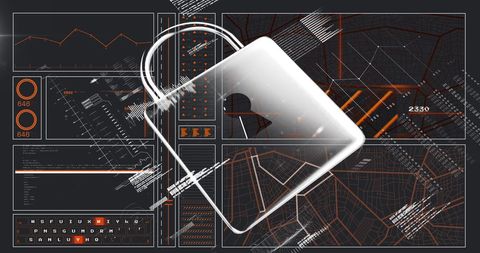 Digital Interface with Cybersecurity Padlock and Data Networks - Download Free Stock Images Pikwizard.com