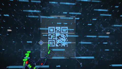 QR Code Scanner Amidst Digital Financial Data Stream