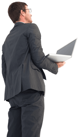 transparent businessman executively presenting ideas with laptop - Download Free Stock Videos Pikwizard.com