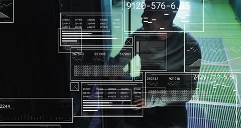 Tech Engineer Analyzing Data in Futuristic Server Room