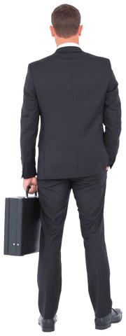Transparent Businessman Holding Briefcase in Professional Suit