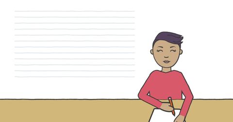 Child writing notes in educational illustration