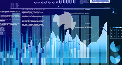 Futuristic Data Analysis with Blue Charts and Graphs