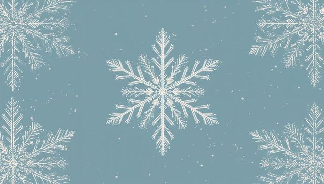 Hand-drawn white snowflake on teal background with speckled texture for winter designs