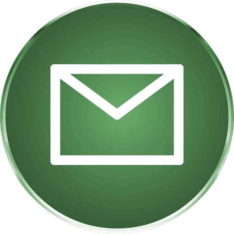 Transparent green envelope icon on circular background