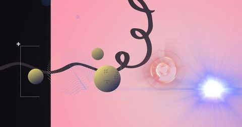 Futuristic neon canvas with spheres and digital waveforms