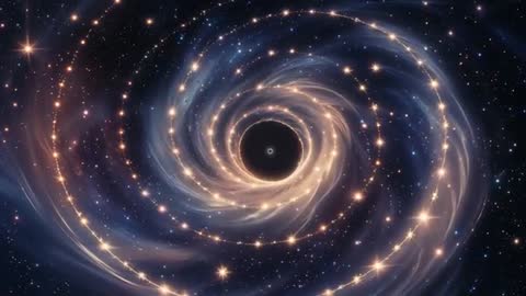 Luminous Spiral Galaxy with Twinkling Stars in Cosmic Space