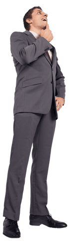 Smiling Businessman Contemplating Positive Ideas on Transparent Background