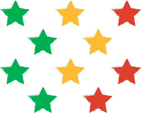 Colorful distressed stars pattern on transparent background