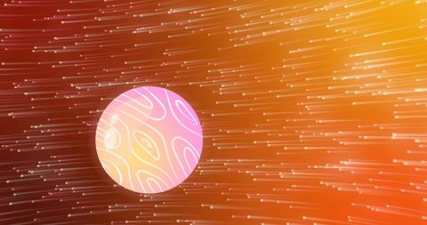 Colorful planet orbiting in vibrant universe
