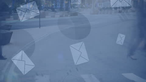 Digital Envelopes Float Amidst Urban Crowds Artfully