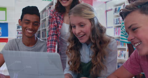 Schoolchildren Engaged with Educational Technology in Library