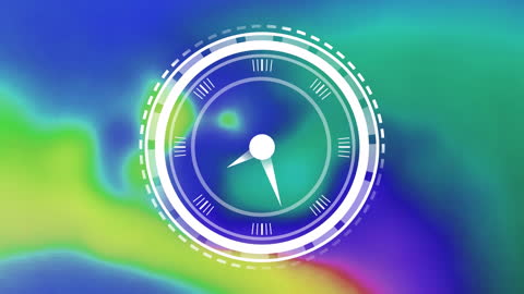 Digital Interface Clock on Vivid Gradient Background