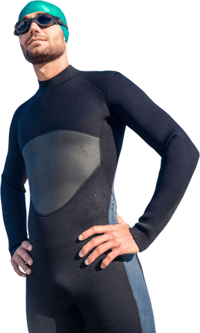 Swimmer in Transparent Background Wearing Wet Suit and Goggles