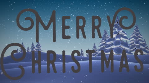 Festive Winter Landscape with Merry Christmas Message