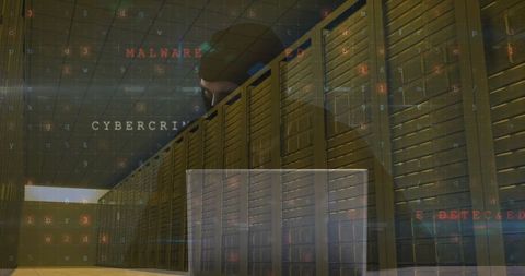 Hacker in Datacenter with Digital Cyberspace Elements - Download Free Stock Images Pikwizard.com