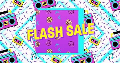 Retro flash sale banner with neon colors