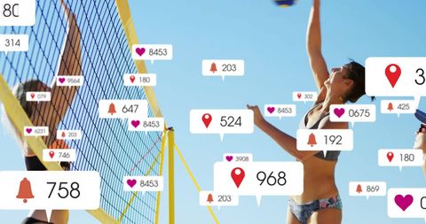 Dynamic Beach Volleyball amidst Social Media Interaction Overlays