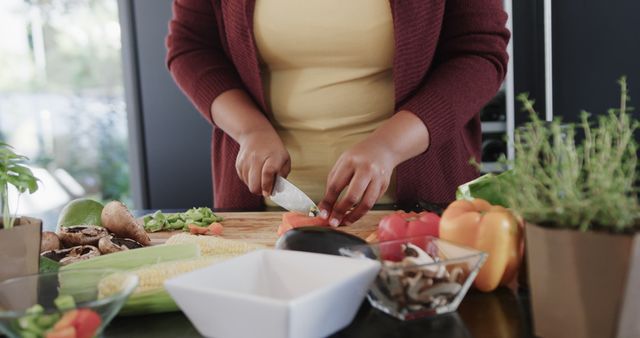 Plus Size Woman Preparing Healthy Meal in Modern Kitchen - Download Free Stock Images Pikwizard.com