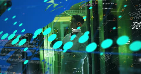 Data Processing Animation with Server Room Worker