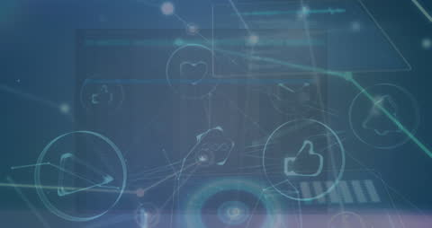 Futuristic Data and Networking Icons Overlay