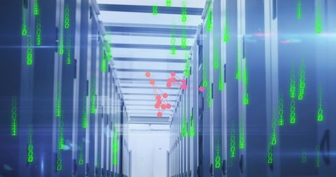 Modern Data Center with Digital Code Overlay - Download Free Stock Images Pikwizard.com