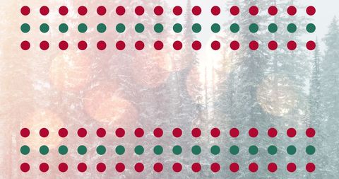 Christmas Festivity with Red and Green Spots Over Fir Trees