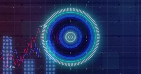 Futuristic digital data analysis in blue tones