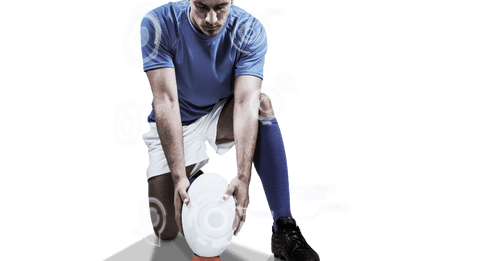 Transparent Image of Rugby Player in Action with Ball