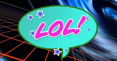 Vibrant comic style lol in neon digital space