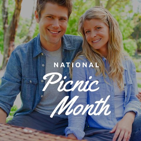 Happy Couple Relaxing Outdoors for National Picnic Month