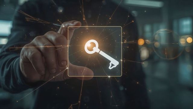 Futuristic touch unlocking digital key interface for cybersecurity and access control