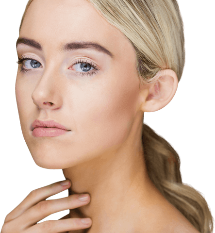 Elegant portrait of blonde woman transparent background