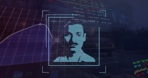 Digital Interface with Data and Human Silhouette in Technology Concept