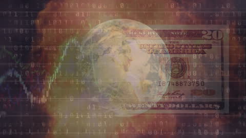 Global Finance with Binary Code and US Dollar Overlap