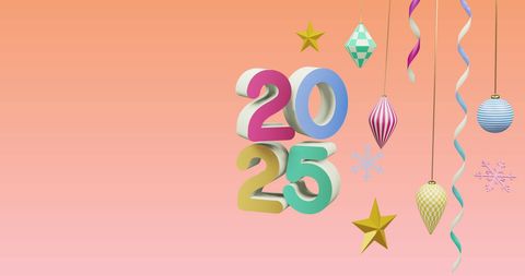 Colorful 2025 New Year Celebration with Decorations